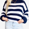 Blauw gehaakte wit gestreepte trui annefleur store