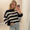 Blauw gehaakte wit gestreepte trui annefleur store