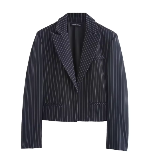 Krijtstreepjes blazer navy blauw annefleur stijl olivia