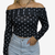 stippen polkadot top off shoulder