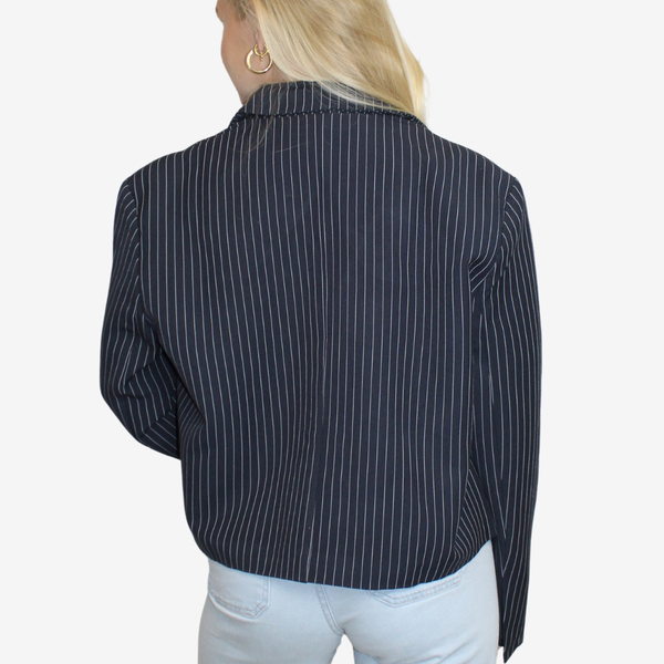 Krijtstreepjes blazer navy blauw annefleur stijl olivia